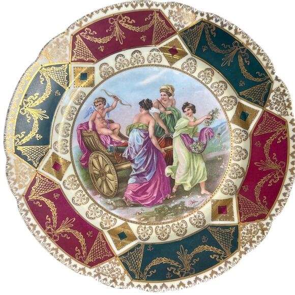 Antique Royal Vienna Beehive Collectors Plate Gold Gilding Classical Austrian - Picture 1 of 5